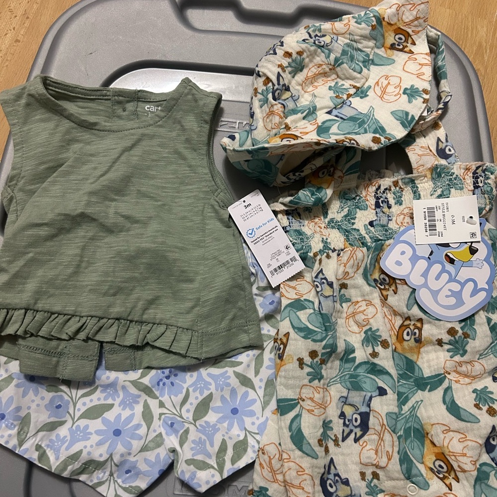 Brand new baby girl bluey carters sets 3 months